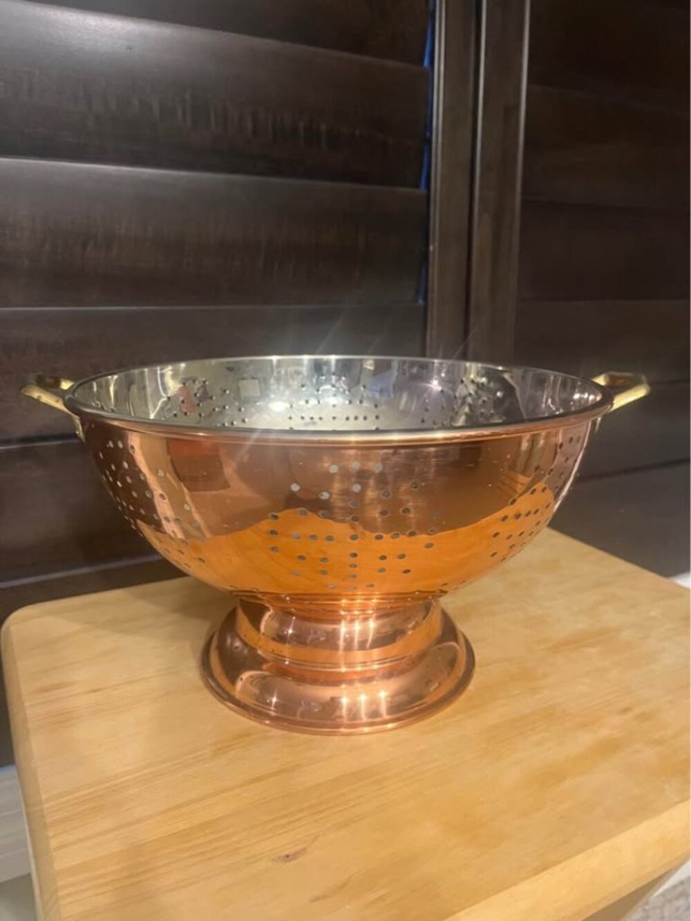 Vintage Copper Pedestal Colander